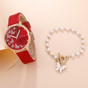 2pcs Women's Watches Set Ladies Fashion Watch New Simple Casual Women's Analog WristWatch Bracelet Gift(No Box)