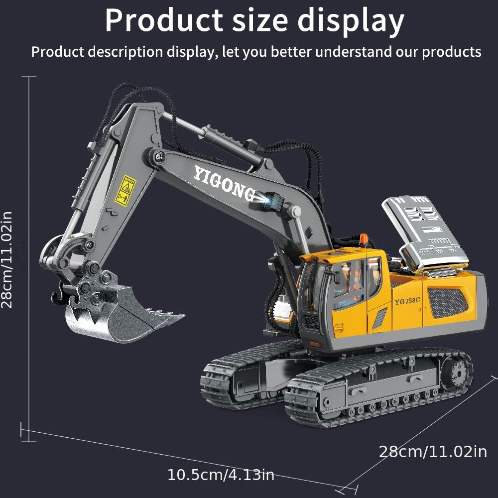 2.4G Remote Control; High Tech 11 Channels RC Excavator Dump Trucks Bulldozer Alloy Plastic Engineering Vehicle Electronic Toys For Boy Gifts - Image 4