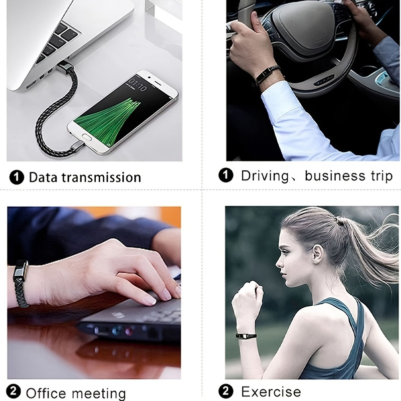 ANSTY Portable Braided Leather Charger Cord Smart USB Charging Cable Bracelet Cord For Android IPhone Phone - Image 4