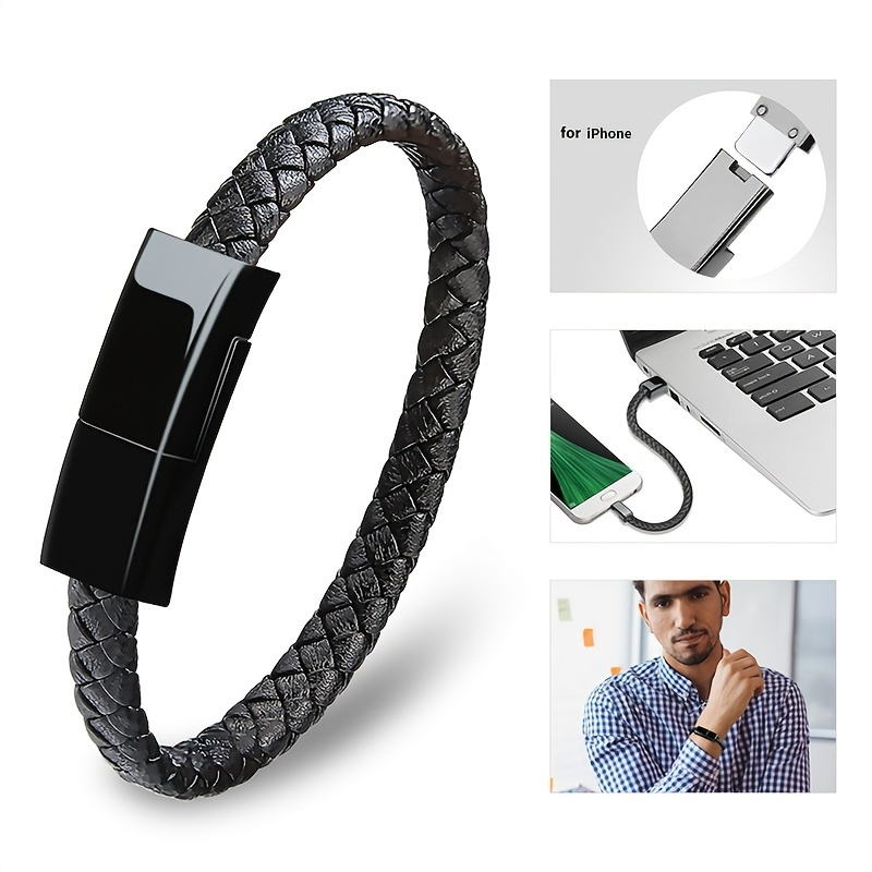 ANSTY Portable Braided Leather Charger Cord Smart USB Charging Cable Bracelet Cord For Android IPhone Phone - Image 5