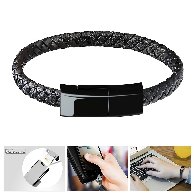 ANSTY Portable Braided Leather Charger Cord Smart USB Charging Cable Bracelet Cord For Android IPhone Phone - Image 6