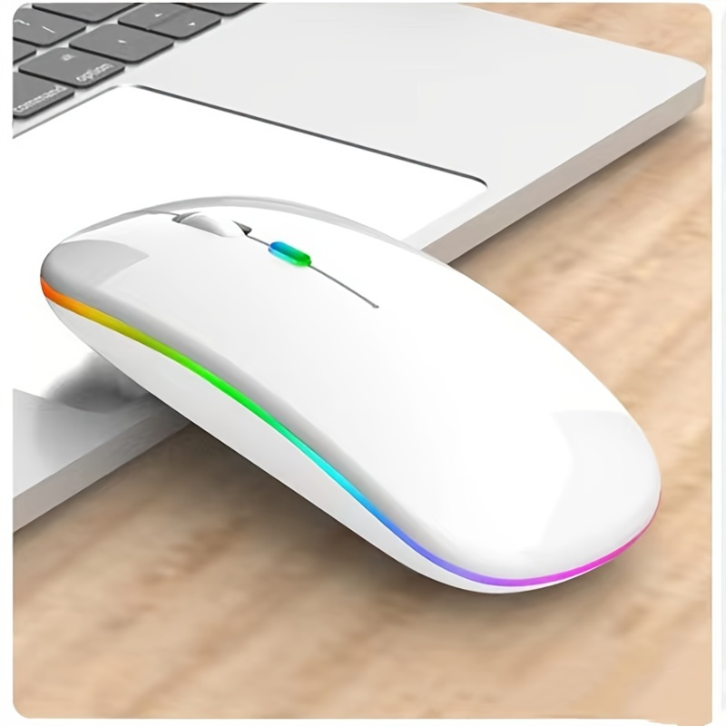BT Ultra-thin 2.4G Wireless Mouse With LED Dazzle; Dual Mode Rechargeable Ultra-long Life Wireless Mouse For Windows/ios System Laptops And PC Computers - Image 6