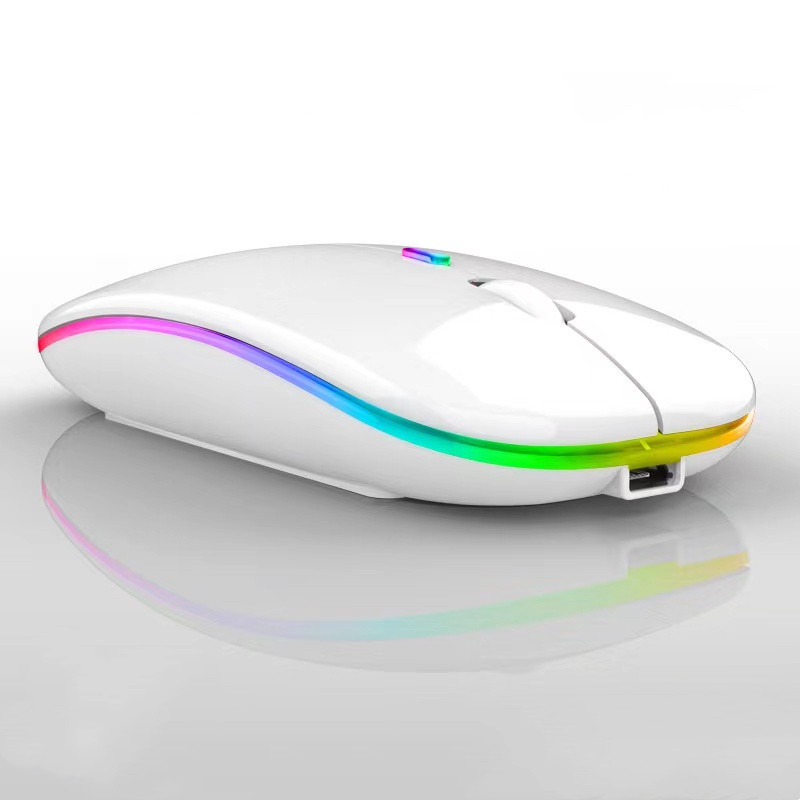 BT Ultra-thin 2.4G Wireless Mouse With LED Dazzle; Dual Mode Rechargeable Ultra-long Life Wireless Mouse For Windows/ios System Laptops And PC Computers