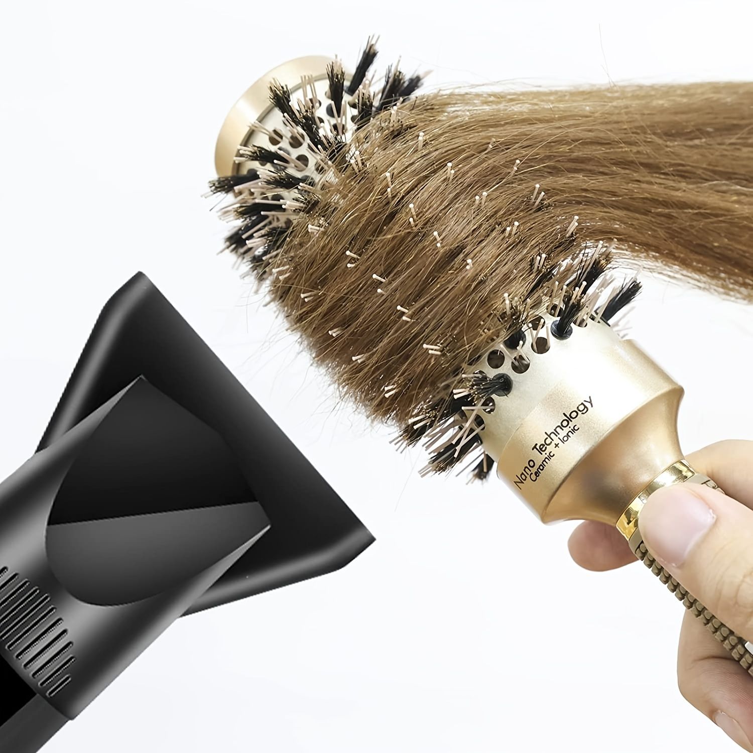 Round Brush For Blow Drying; Nano Thermal Ceramic & Ionic Tech Hair Brush With Boar Bristles; Professional Round Barrel Brush For Styling; Curling And Straightening - Image 2