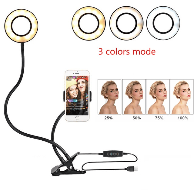 LED Selfie Ring Light with Clamp & Adjustable Stand - Image 2