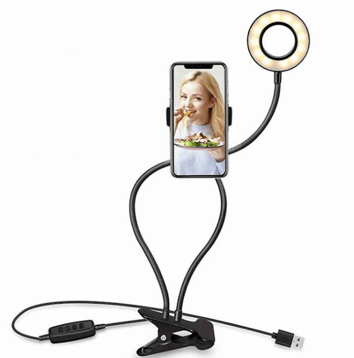 LED Selfie Ring Light with Clamp & Adjustable Stand - Image 3