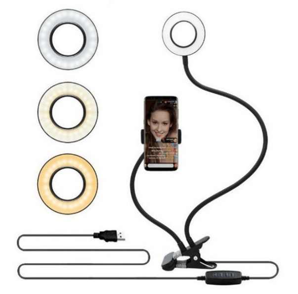 LED Selfie Ring Light with Clamp & Adjustable Stand