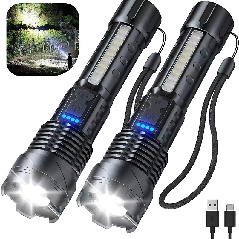 Tactical Flashlight - Military-Grade Aluminum Alloy & ABS, Zoomable Beam with 5 Modes for Camping, Hiking & Emergency Use - Image 2