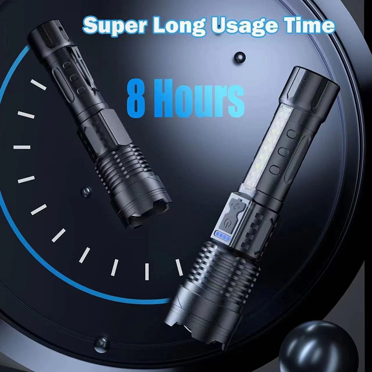 Tactical Flashlight - Military-Grade Aluminum Alloy & ABS, Zoomable Beam with 5 Modes for Camping, Hiking & Emergency Use - Image 6