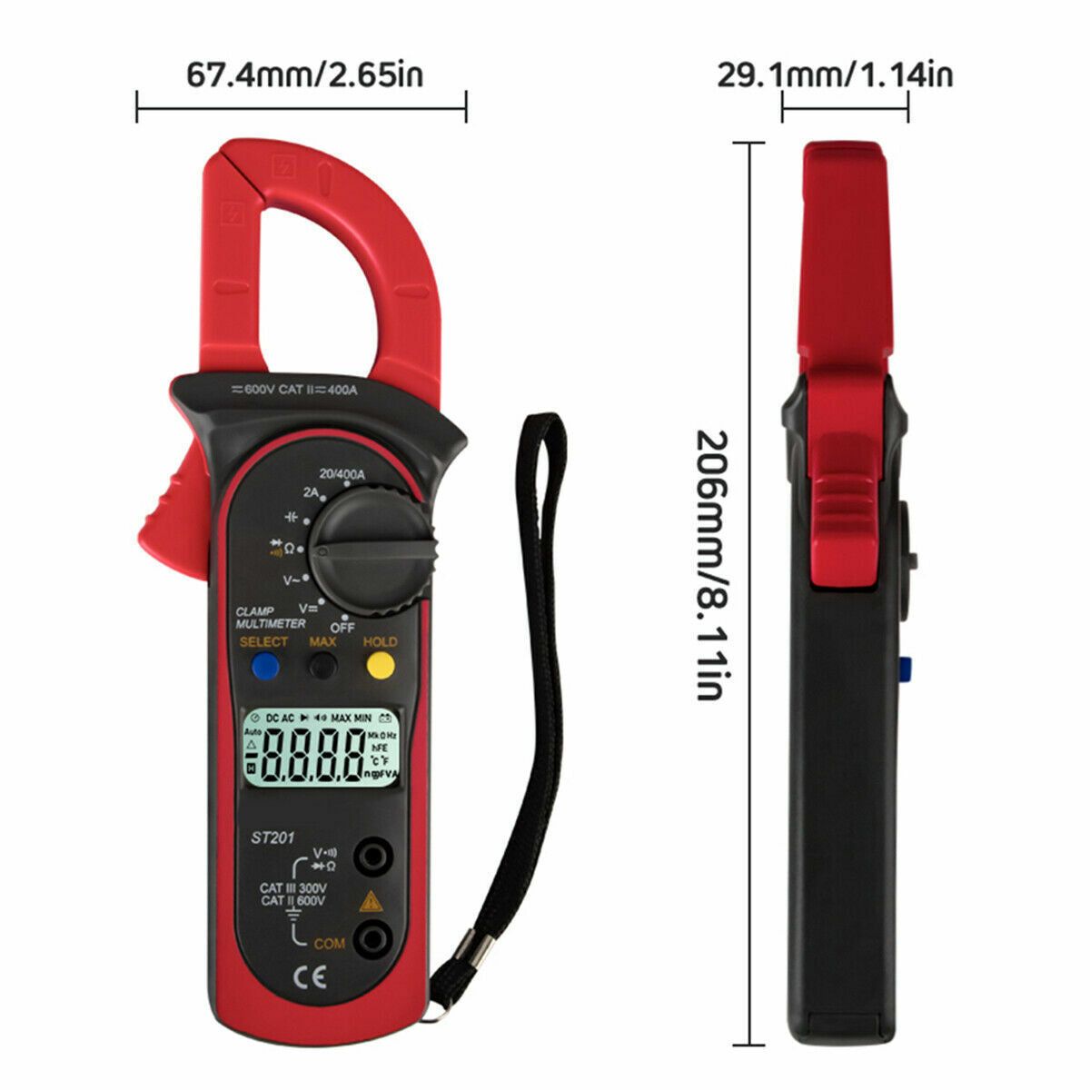 Digital Multimeter Tester AC DC Volt Ohm Amp Clamp Meter Auto Range LCD Handheld - Image 3