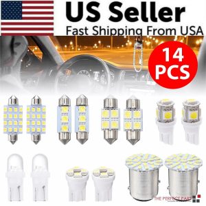 14Pcs T10 36mm LED Interior Car Accessories Kit Map Dome License Plate Lights