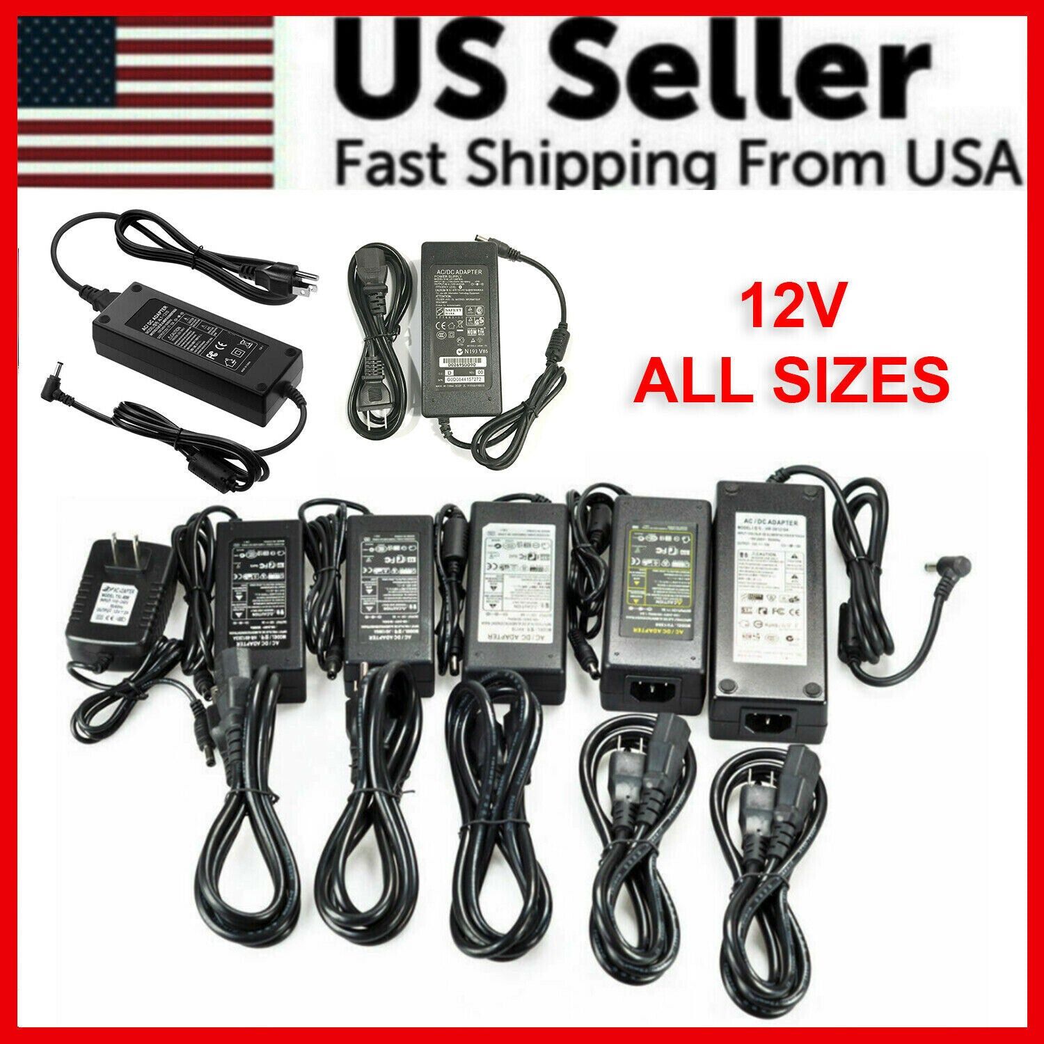 12V 1A 2A 3A 5A 6A 8A 10A Power Supply AC to DC Adapter 5050 LED STRIP LIGHT USA - Image 2