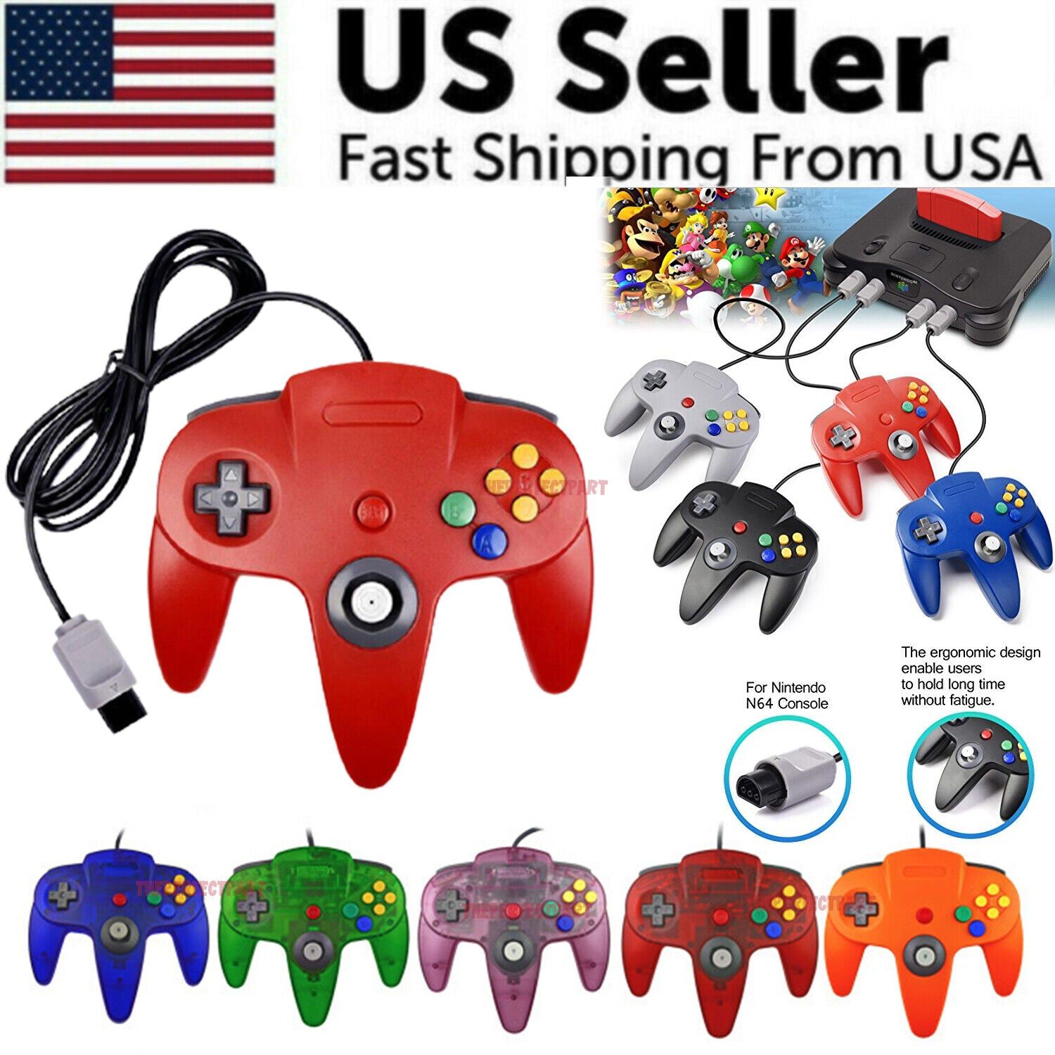 New Wired Controller Joystick Compatible With Nintendo 64 N64 Video Game Console - Image 2