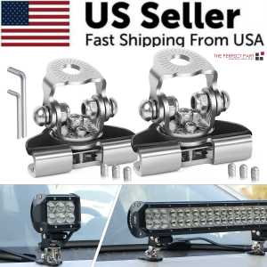 2PCS Pillar Hood Led Work Light Bar Mount Bracket Clamp Holder Offroad Universal
