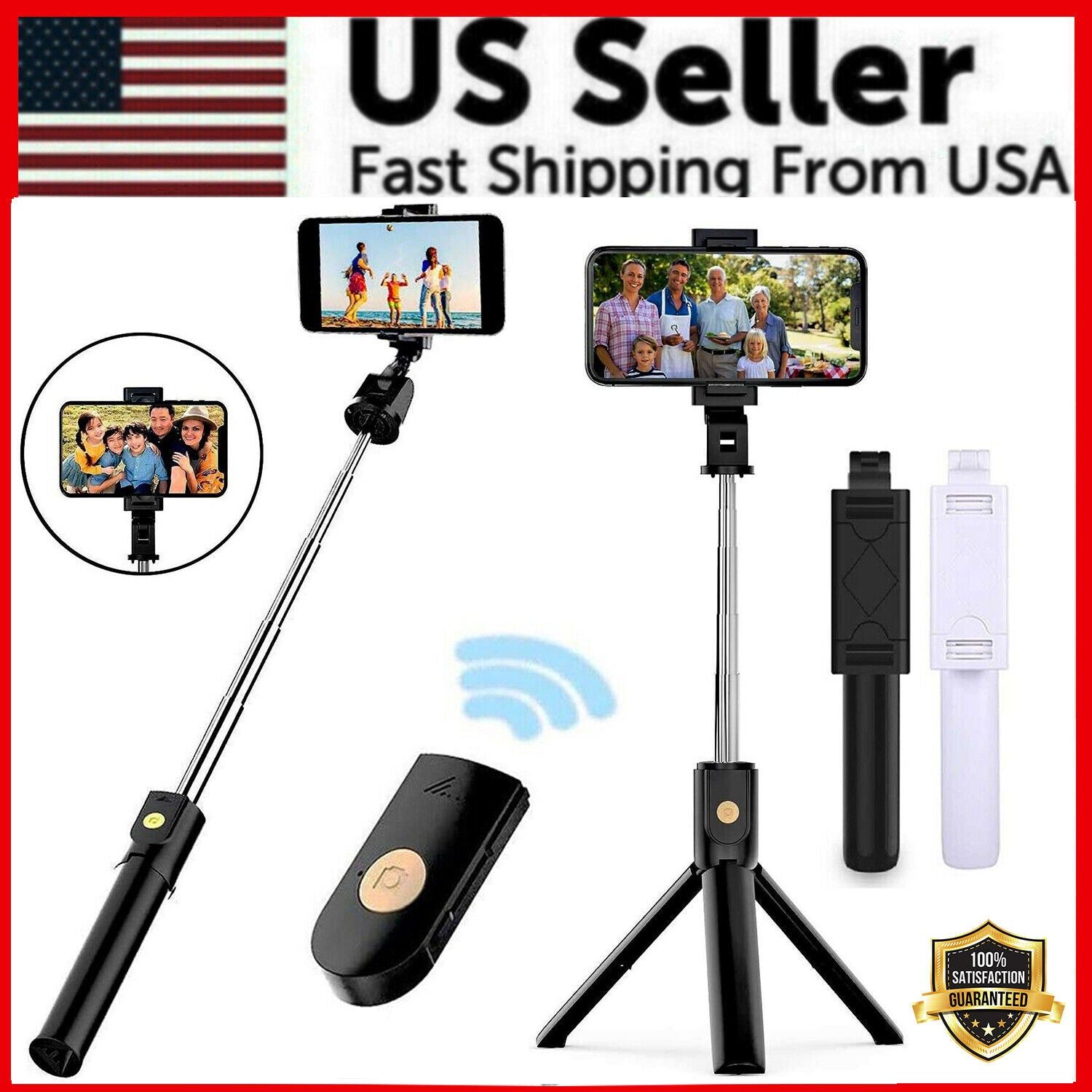 Selfie Stick Tripod Remote Desktop Stand Cell Phone Holder For iPhone Samsung US - Image 2
