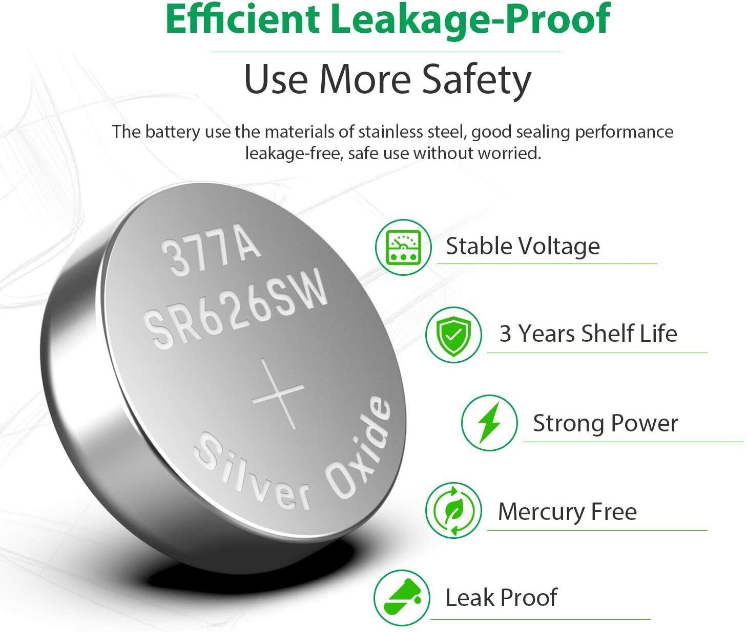 10 x OEM SPEC 377 376 364 363 WATCH BATTERY SR626SW SR626W Silver Oxide Battery - Image 3