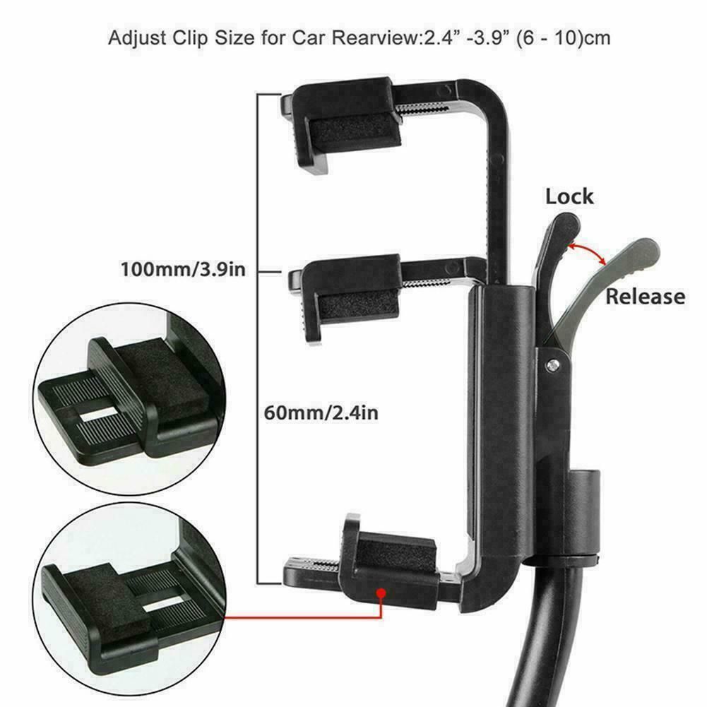 Universal 360° Car Rearview Mirror Mount Stand Holder Cradle For Cell Phone GPS - Image 5