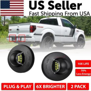 2X LED License Plate Light Rear Bumper Tag Assembly Lamp For Ford F150 F250 F350