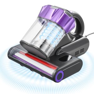 VEVOR Mattress Vacuum Cleaner, 550W Bed Vacuum Cleaner with 18Kpa Powerful Suction and Dual Dust Bin, HEPA Filter & Heating, Ultrasound Tech & Cleaning Lights, Handheld for Bed, Sofa, Corded, Gray