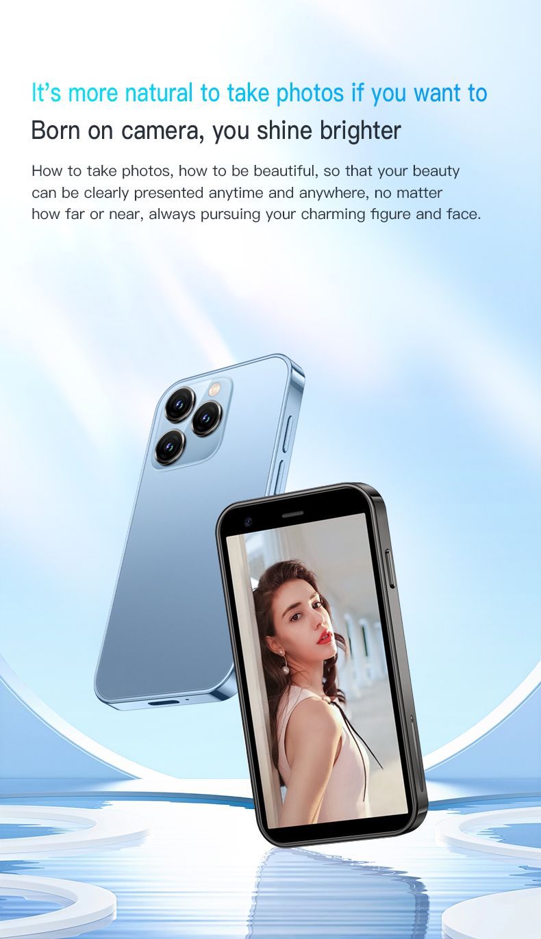 XS15 3G Mini Smartphone 2.5Inch WiFi GPS China Mobile Upgraded RAM 2GB ROM 16GB Quad Core Android Cell Phones Slim Body HD Camera Dual Sim Compatible with Google Play Cute Smartphone - Image 6