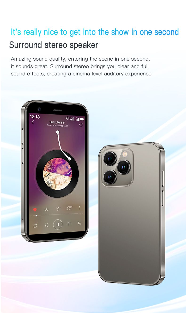 XS15 3G Mini Smartphone 2.5Inch WiFi GPS China Mobile Upgraded RAM 2GB ROM 16GB Quad Core Android Cell Phones Slim Body HD Camera Dual Sim Compatible with Google Play Cute Smartphone - Image 7