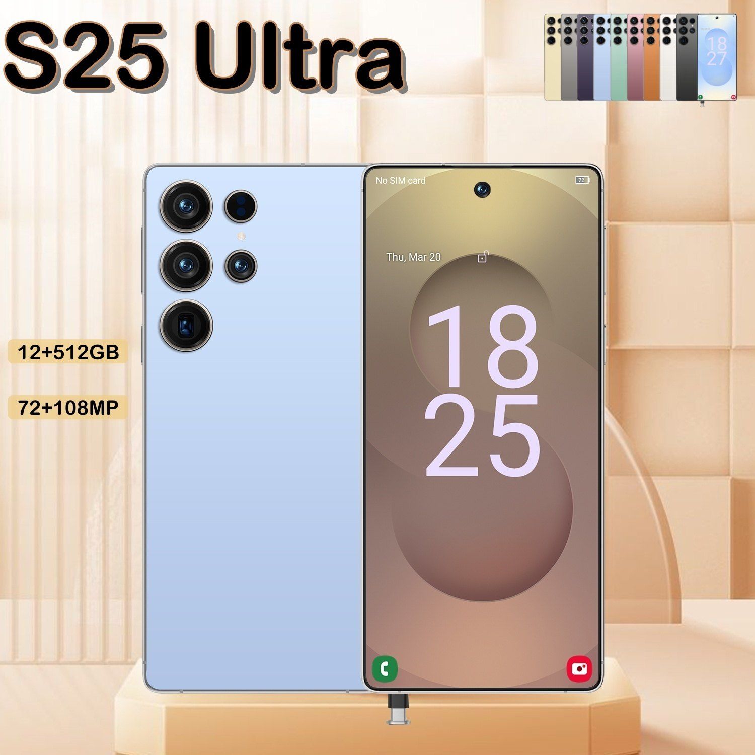 I25 Ultra 5G Smartphone, Unlocked Cell Phone, 6.8" HD Screen Unlocked Phones, , 6000mAh Battery, Built in Pen, 12+512GB, Android 14, Face ID+Fingerprint Lock - Image 2