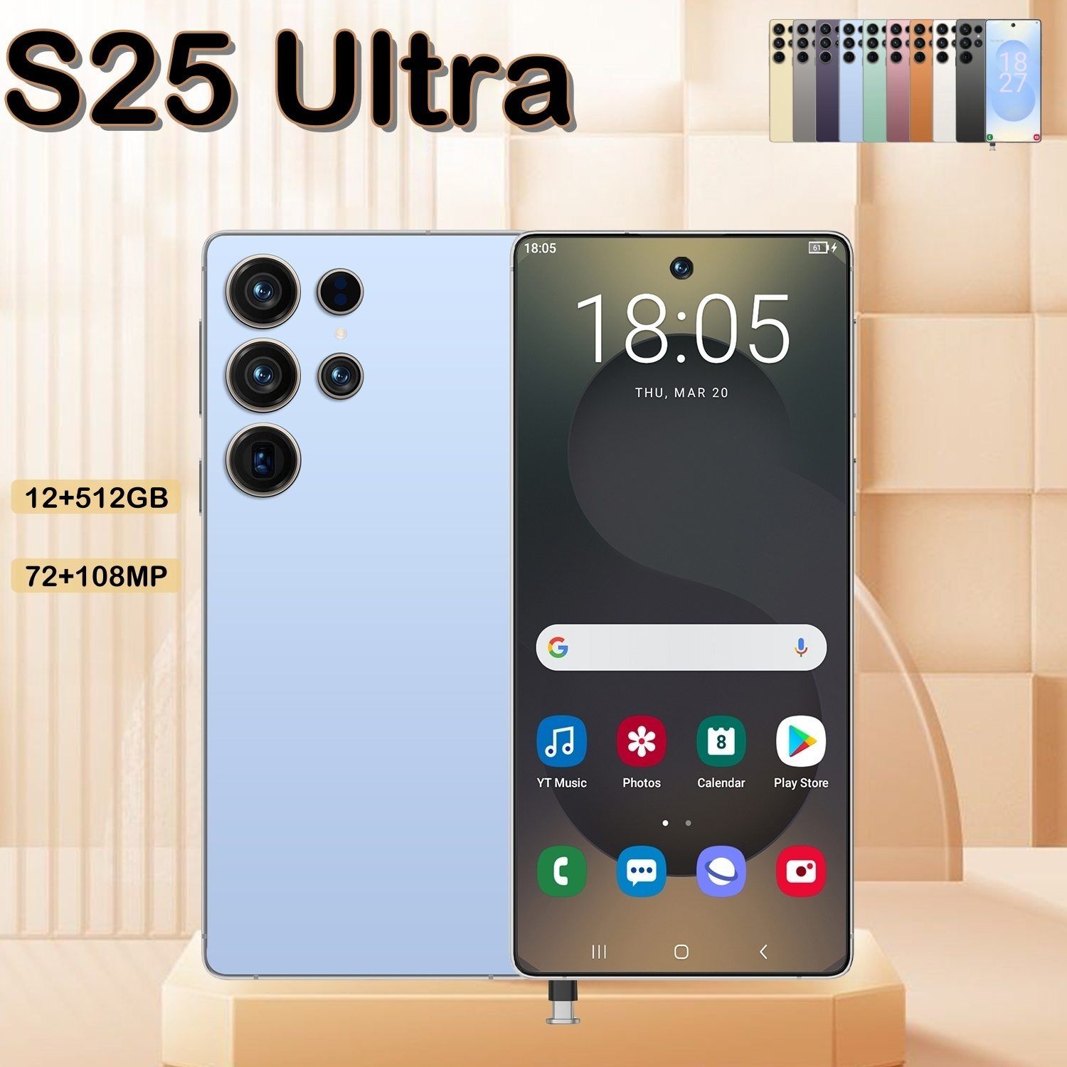 I25 Ultra 5G Smartphone, Unlocked Cell Phone, 6.8" HD Screen Unlocked Phones, , 6000mAh Battery, Built in Pen, 12+512GB, Android 14, Face ID+Fingerprint Lock - Image 3