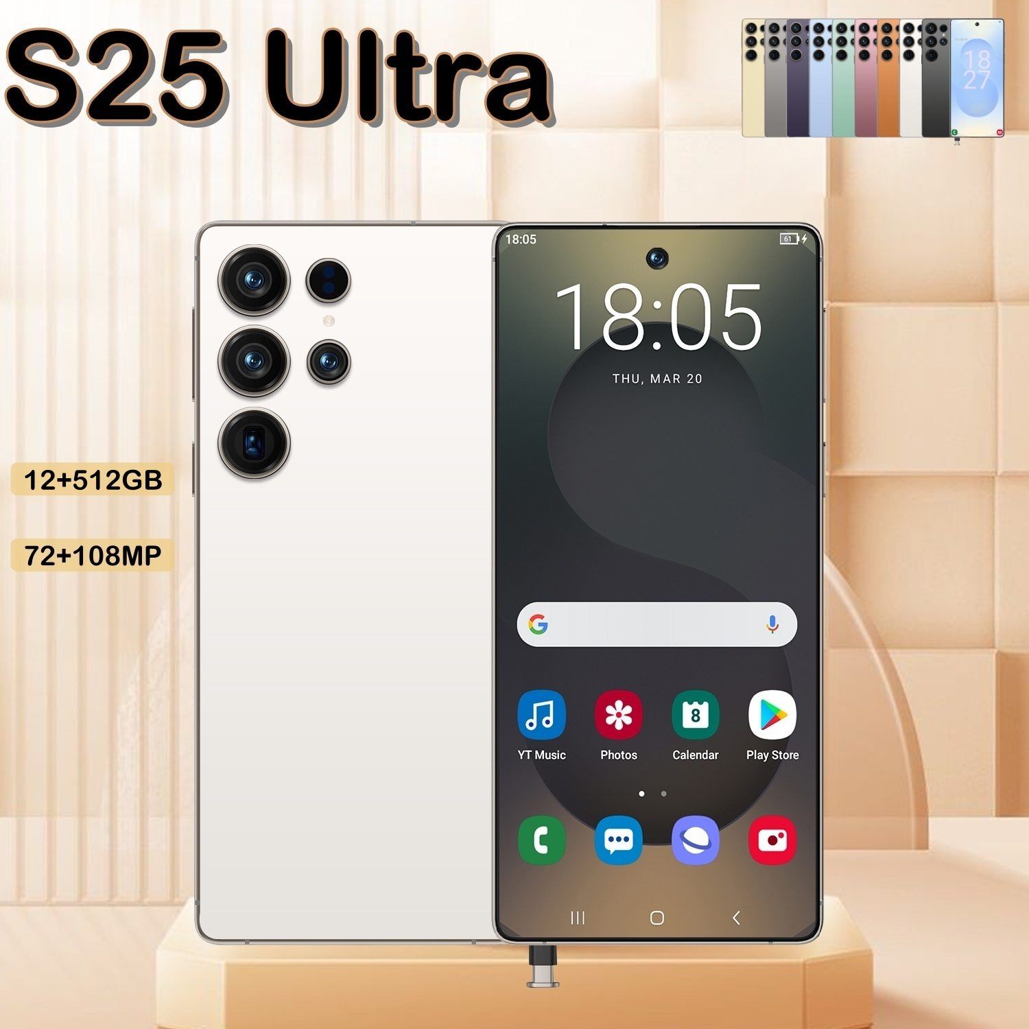 I25 Ultra 5G Smartphone, Unlocked Cell Phone, 6.8" HD Screen Unlocked Phones, , 6000mAh Battery, Built in Pen, 12+512GB, Android 14, Face ID+Fingerprint Lock - Image 3