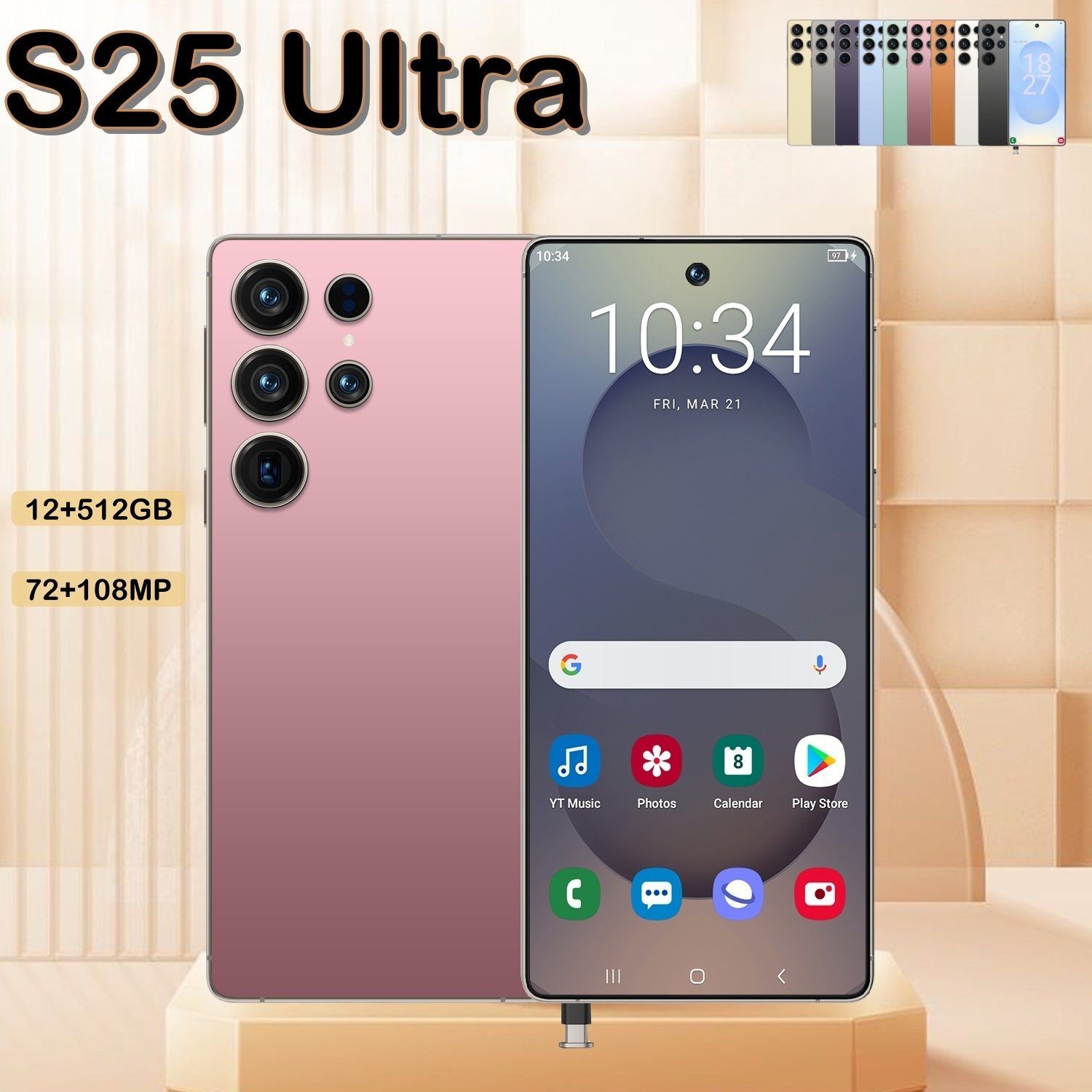 I25 Ultra 5G Smartphone, Unlocked Cell Phone, 6.8" HD Screen Unlocked Phones, , 6000mAh Battery, Built in Pen, 12+512GB, Android 14, Face ID+Fingerprint Lock