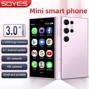 Mini Phone, 3G Unlocks Mini Smart Phone, 3.0 inch Touchscreen Compact Phone, 2GB+16GB, Dual SIM Cards, Quad-core Facial Recognition Suitable for Children and Students(Pink)