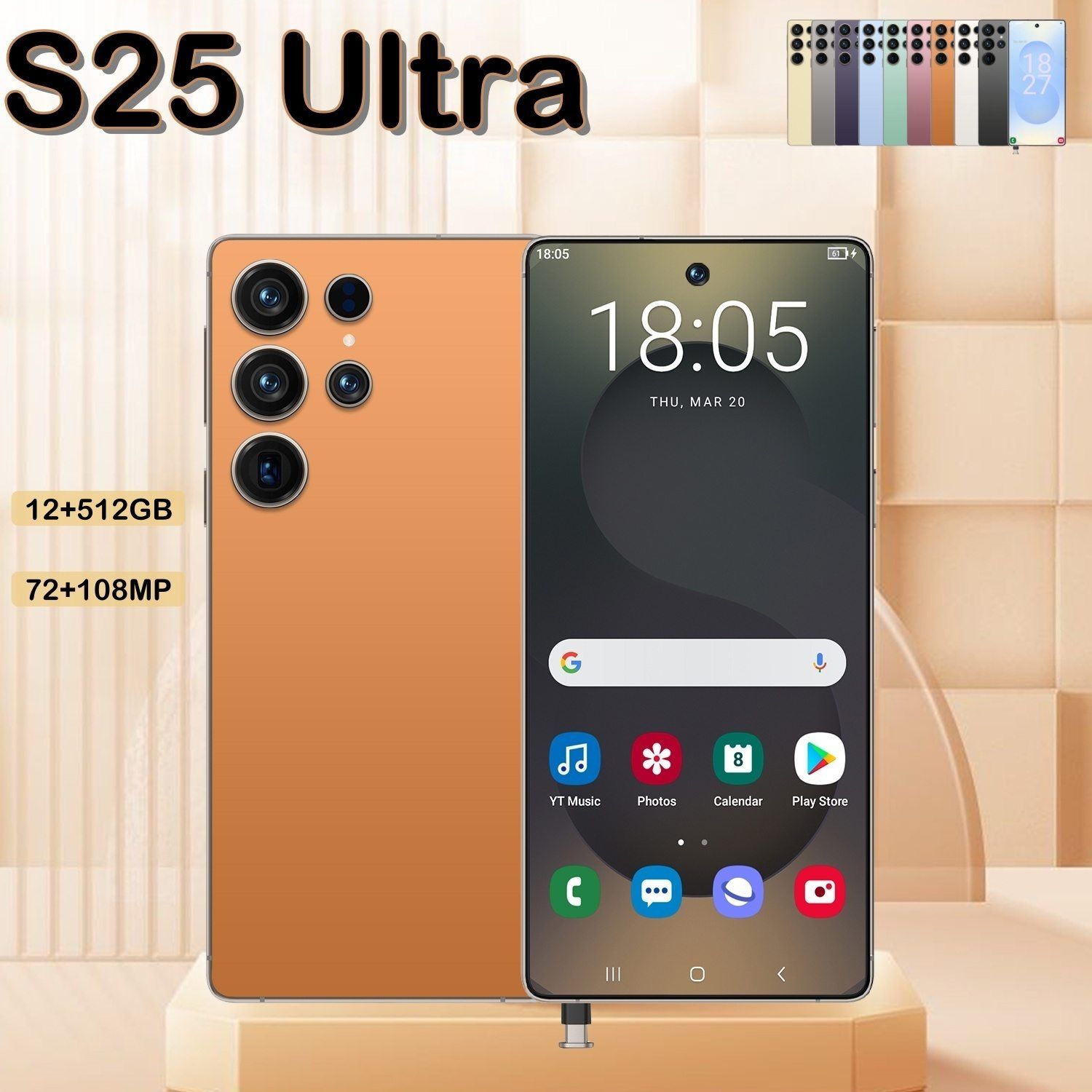 I25 Ultra 5G Smartphone, Unlocked Cell Phone, 6.8" HD Screen Unlocked Phones, , 6000mAh Battery, Built in Pen, 12+512GB, Android 14, Face ID+Fingerprint Lock - Image 3