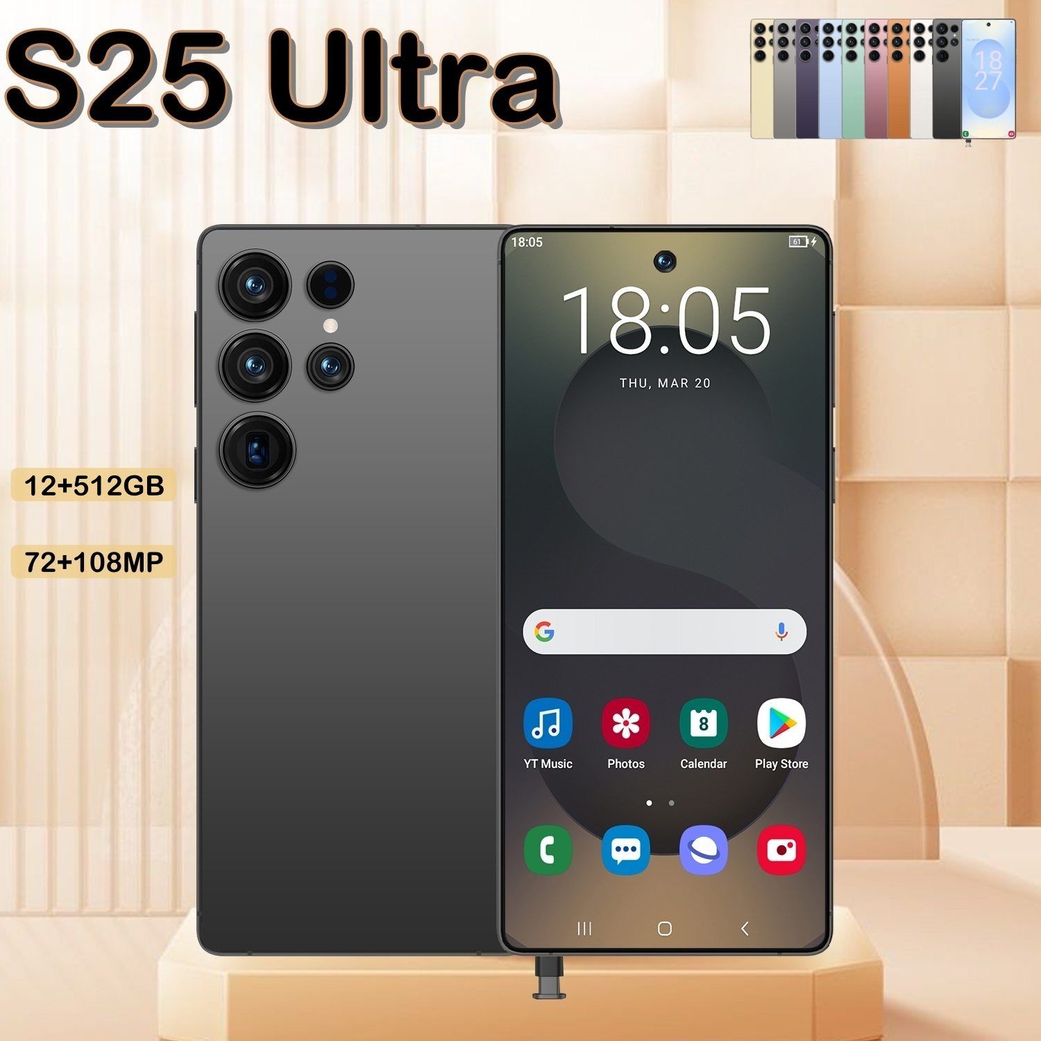 I25 Ultra 5G Smartphone, Unlocked Cell Phone, 6.8" HD Screen Unlocked Phones, , 6000mAh Battery, Built in Pen, 12+512GB, Android 14, Face ID+Fingerprint Lock - Image 3
