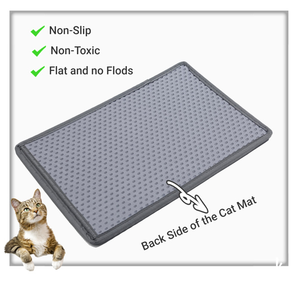 Cat Litter Mat, Kitty Litter Trapping Mat, Double Layer Mats with MiLi Shape Scratching design, Urine Waterproof, Easy Clean, Scatter Control 21" x 14" Grey - Image 3