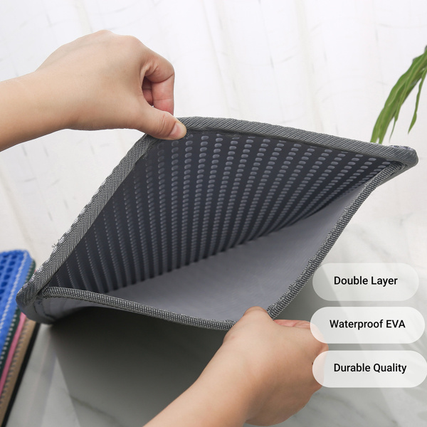 Cat Litter Mat, Kitty Litter Trapping Mat, Double Layer Mats with MiLi Shape Scratching design, Urine Waterproof, Easy Clean, Scatter Control 21" x 14" Grey - Image 4