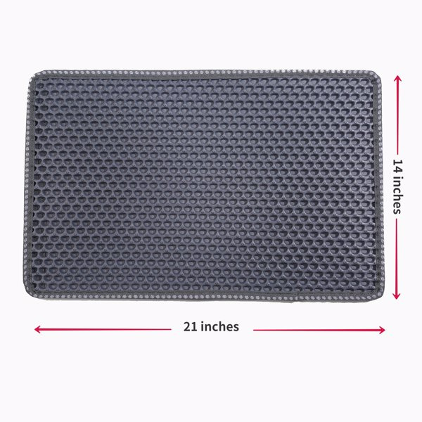 Cat Litter Mat, Kitty Litter Trapping Mat, Double Layer Mats with MiLi Shape Scratching design, Urine Waterproof, Easy Clean, Scatter Control 21" x 14" Grey - Image 5