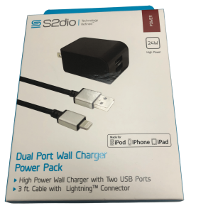 Dual Port USB Wall Plug Block 24W iPhone Charger Block 24W S2dio with [Apple MFi Certified] Lightning Cable Compatible for iPhone XS/Max/XR/X/8/Plus/7/SE/11/12/13/Pro;  iPOD