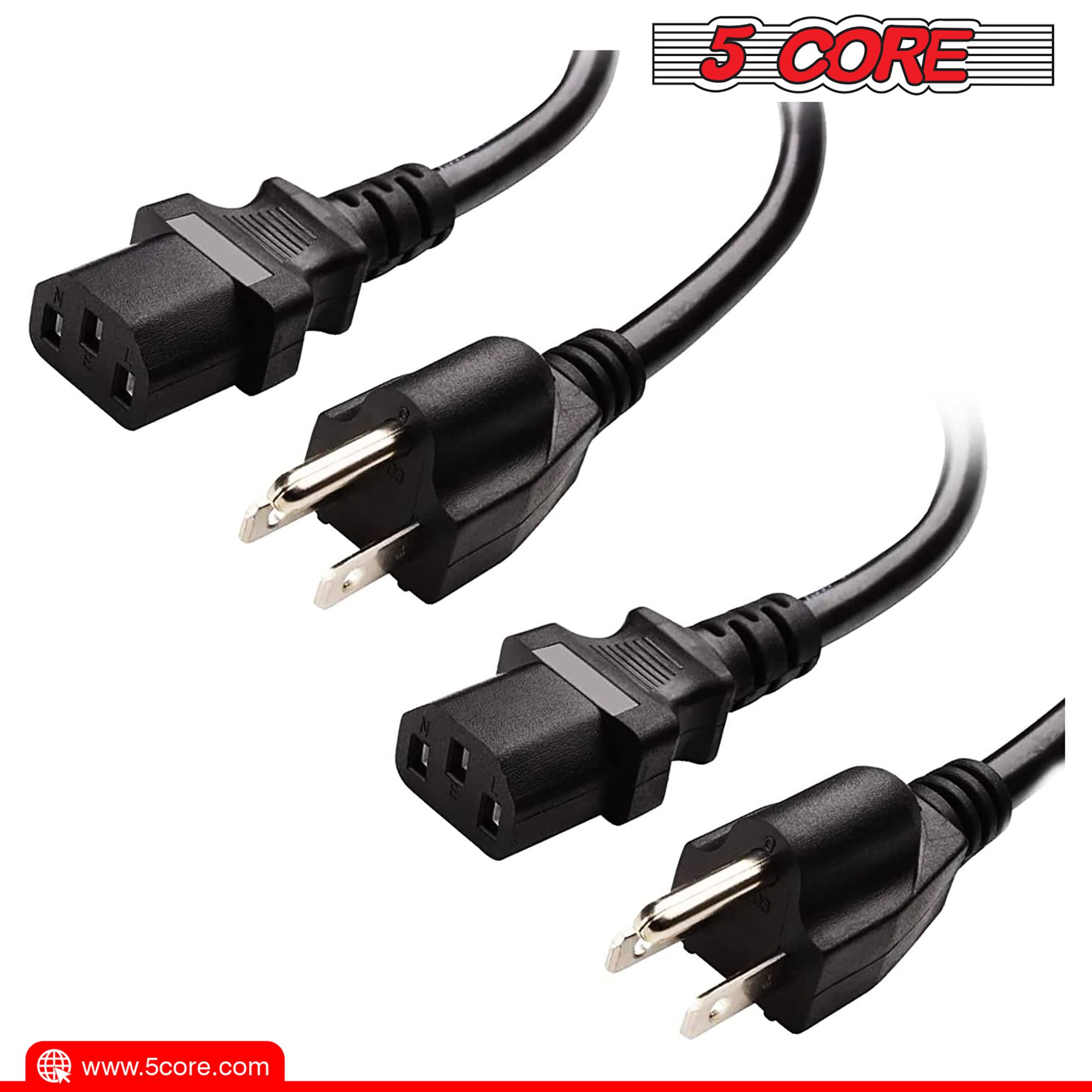 5 Core 6 Feet 3 Prong Replacement AC Wall Power Cord for LCD Computer Monitor PS3 Premium Quality Copper Wire - PC 1001 - Image 6