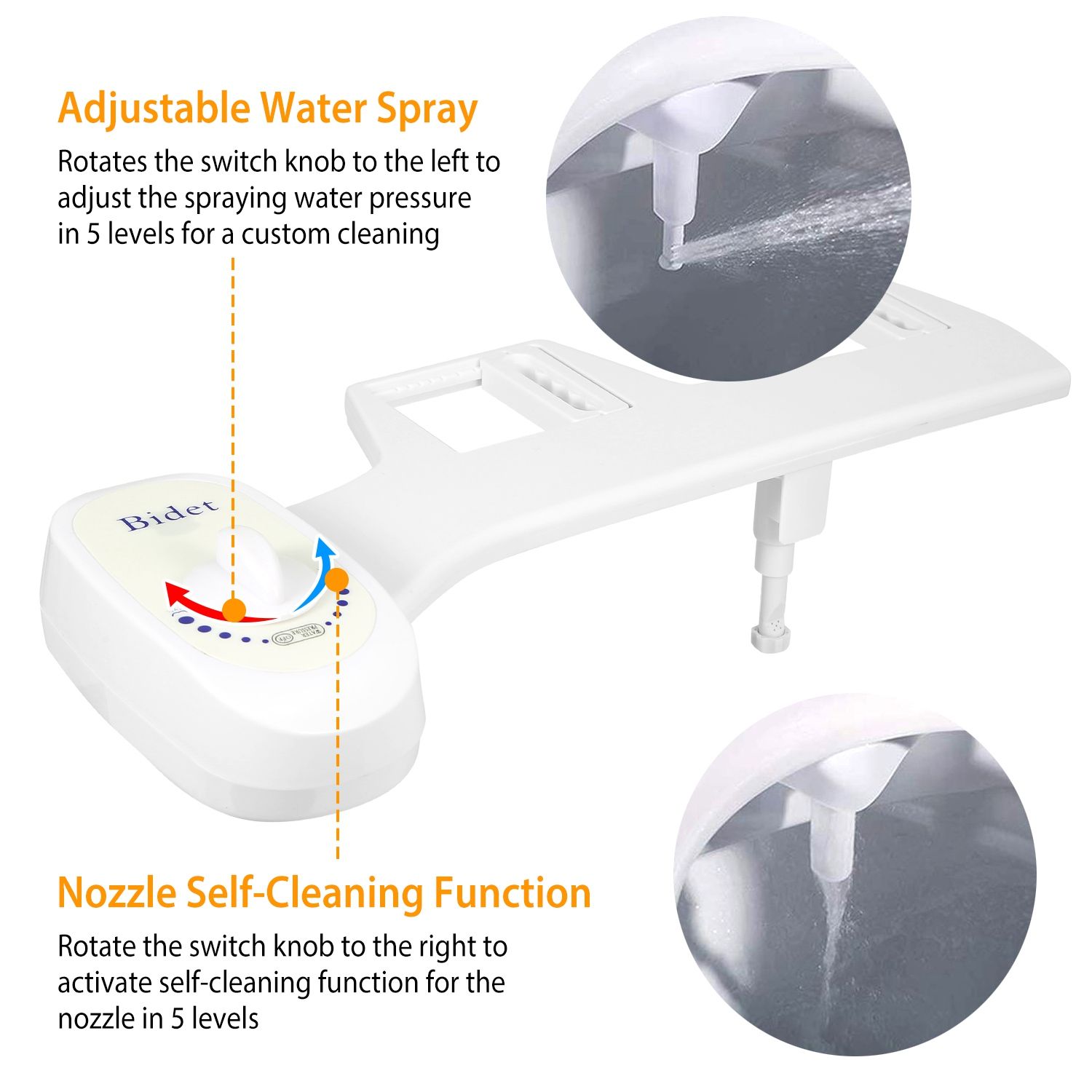 Bidet Fresh Water Spray No Electric Mechanical Bidet Toilet Seat Attachment - Image 3