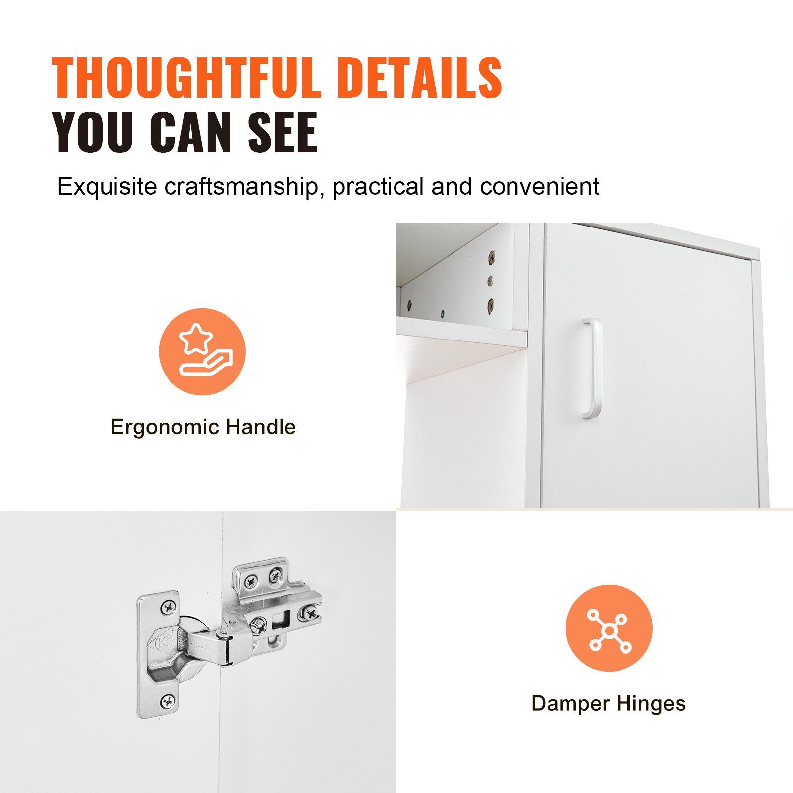 VEVOR Manicure Table, Glass Top Nail Desk, Makeup Dressing Nail Station with Storage Cabinets, Acetone-Resistant Nail Tech Table for Beauty Salon Spa Workstation with 8 Metal Legs, Wrist Rest, White - Image 5