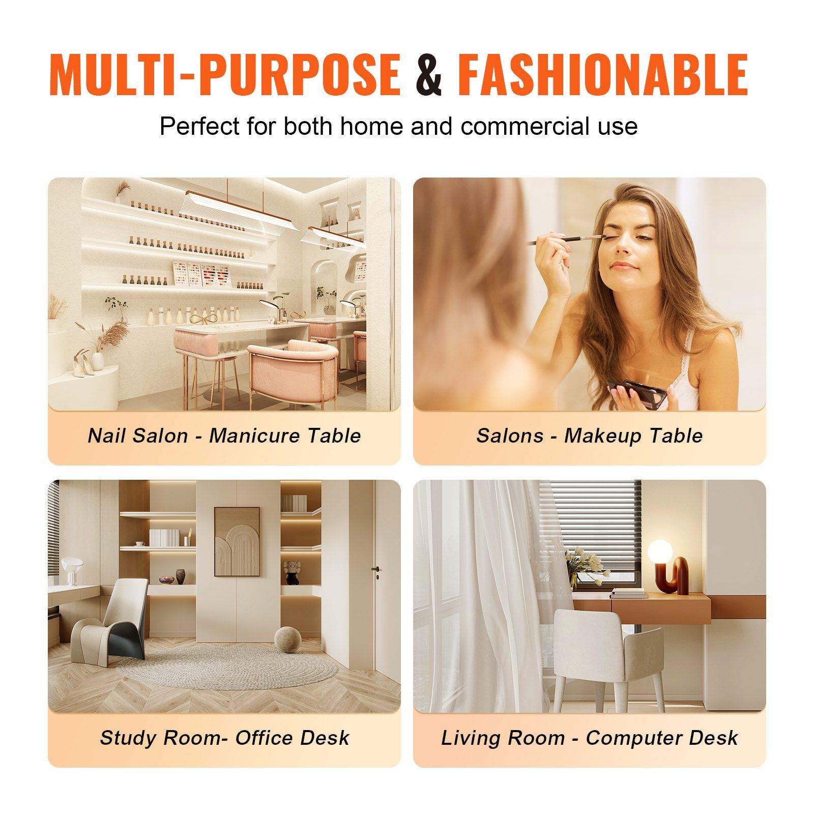 VEVOR Manicure Table, Glass Top Nail Desk, Makeup Dressing Nail Station with Storage Cabinets, Acetone-Resistant Nail Tech Table for Spa Beauty Salon Workstation with Wrist Rest, 8 Metal Legs, Black - Image 6