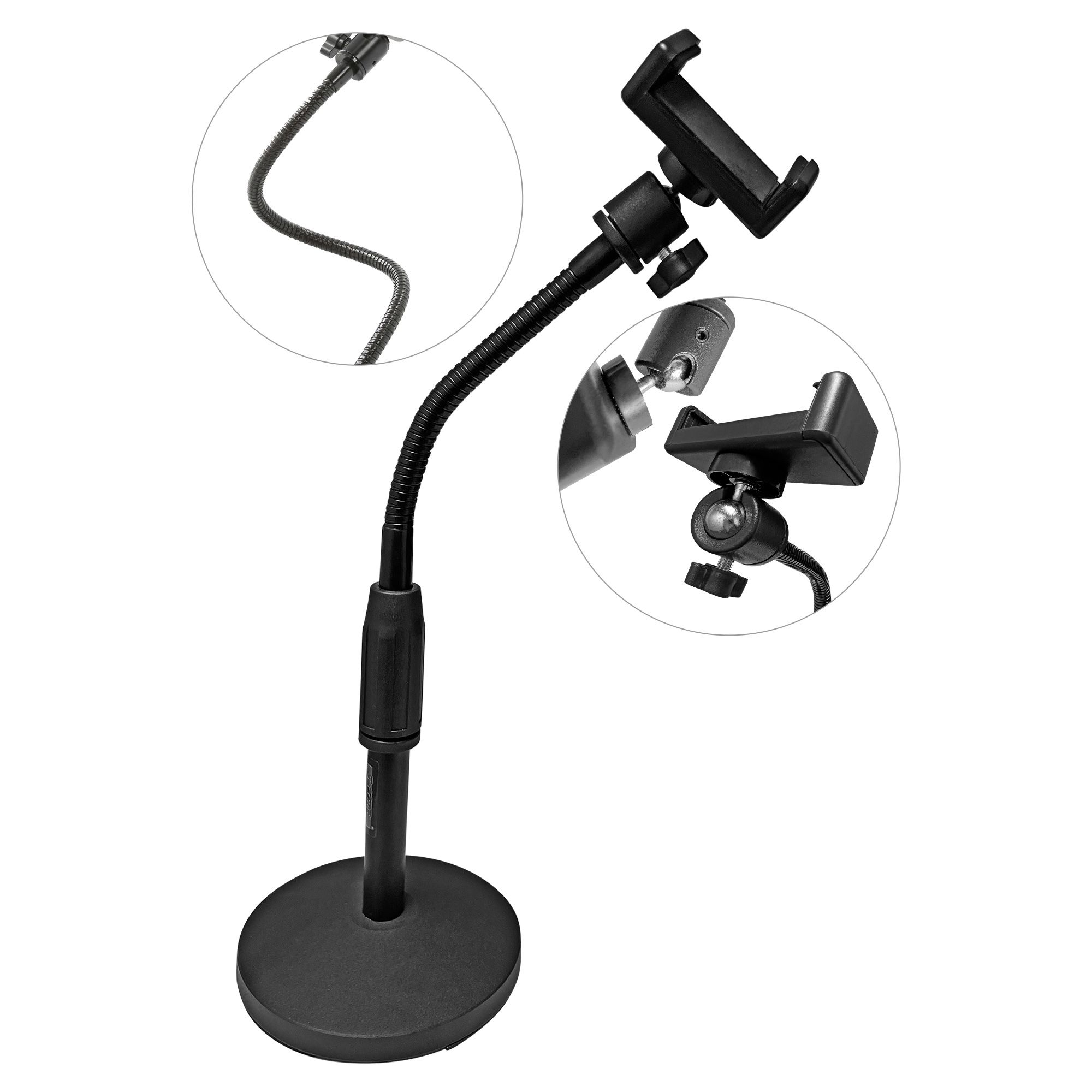 5 Core Gooseneck Phone Holder Stand for Desk Table Flexible Arm with Anti-Skid Round Base, Cell Phones Mount Clamp Compatible with All Smart Phones RBS MOB - Image 3