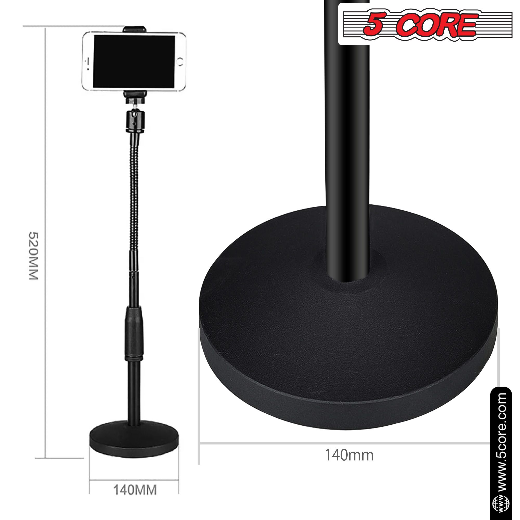 5 Core Gooseneck Phone Holder Stand for Desk Table Flexible Arm with Anti-Skid Round Base, Cell Phones Mount Clamp Compatible with All Smart Phones RBS MOB - Image 5