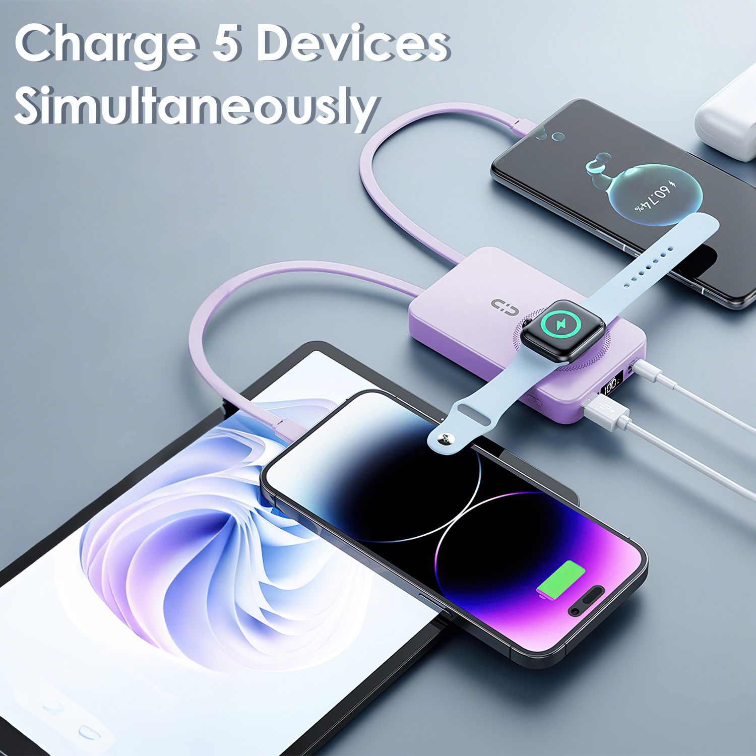 3 In 1 10000mAh MagSafe Fast Charging Power Bank PD20W Portable Charger with 2 Built In Cables Stand Fit for IOS Phone 16 15 13 Series And More - Image 2