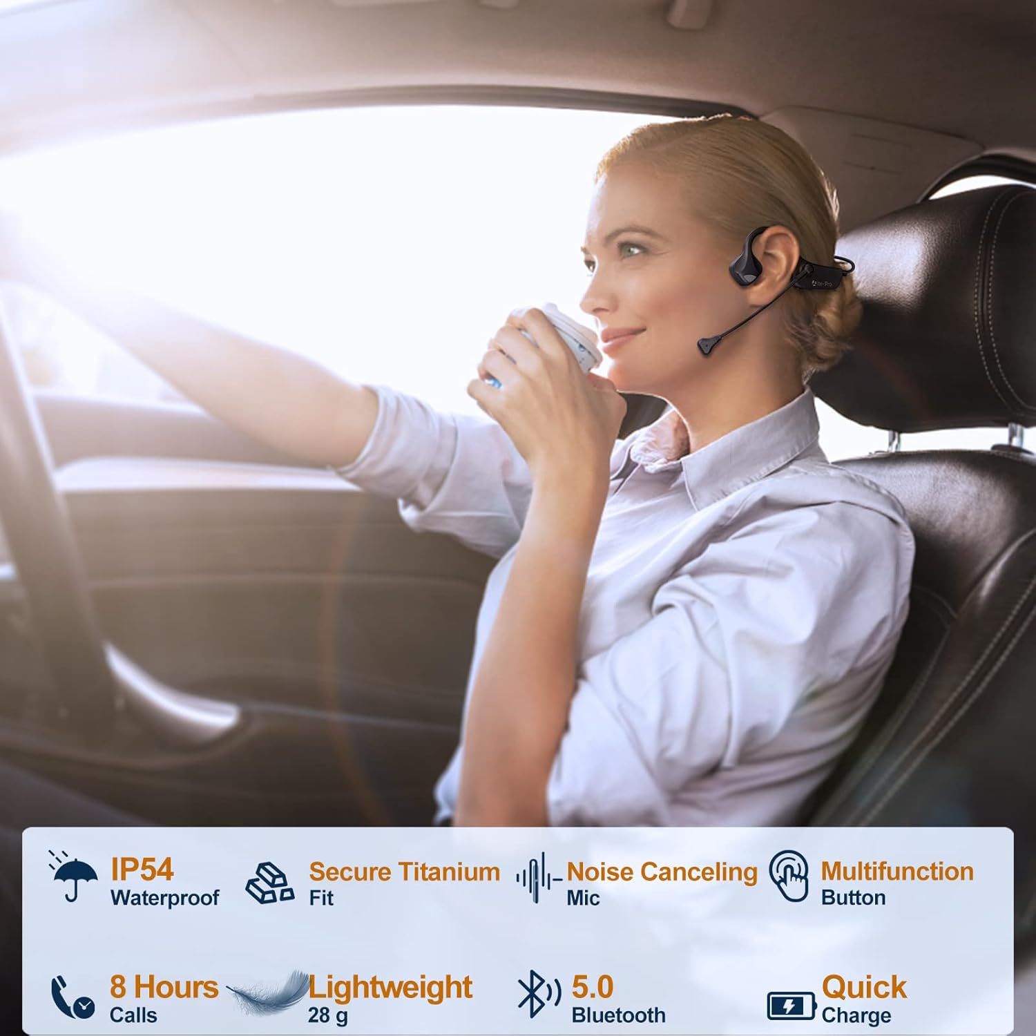 Bone Conduction Open-Ear Bluetooth Headset for US Resellers – DSP Noise-Canceling Boom Mic, 8 H Battery & Titanium Frame – Dropship Ready - Image 5