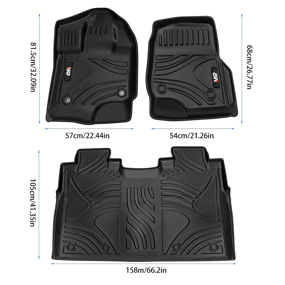 3PCS TPE All Weather Floor Mats Fit for Ford F150 2015-2025 (without fold flat storage) Waterproof Floor Liner for F150 Accessories 1st Floor Mats & 2-in-1 Rear Floor Mat - Image 2