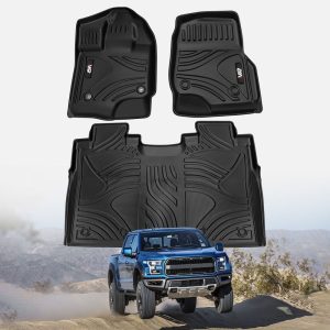 3PCS TPE All Weather Floor Mats Fit for Ford F150 2015-2025 (without fold flat storage) Waterproof Floor Liner for F150 Accessories 1st Floor Mats & 2-in-1 Rear Floor Mat