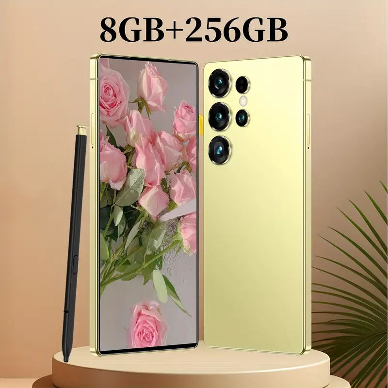 I25 Ultra Android 14 Smartphone - 8GB+256GB Unlocked Cell Phone, 6.8"HD Display, 6000mAh Battery, Built-in Stylus Pen For Global Use(Golden) - Image 3