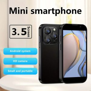 New Mini Phone With 3.5" HD Touchscreen, 3GB+64GB Mini Smartphone Dual SIM Little Mobile Phone, World'S Smallest Phone With Face ID, Kids Cellphone Pocket Best Backup Phone Best Creative Gift(Black)