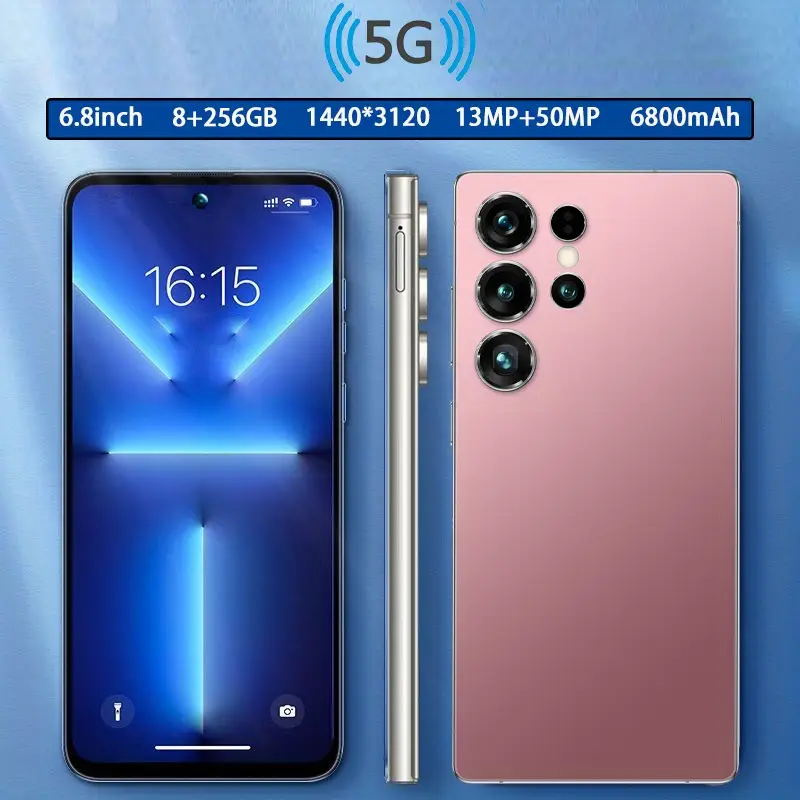 I25 Ultra Android 14 Smartphone - 8GB+256GB Unlocked Cell Phone, 6.8"HD Display, 6000mAh Battery, Built-in Stylus Pen For Global Use(Rose Golden) - Image 2