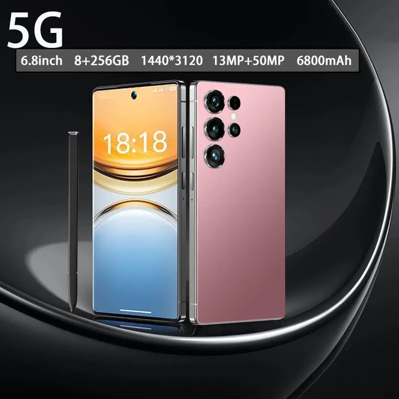 I25 Ultra Android 14 Smartphone - 8GB+256GB Unlocked Cell Phone, 6.8"HD Display, 6000mAh Battery, Built-in Stylus Pen For Global Use(Rose Golden) - Image 3